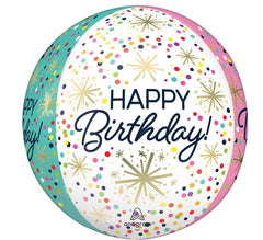 Confetti Sparkle Happy Birthday Orbz - Balloons Bouquets and More