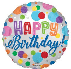 Standard Satin Happy Birthday Orbs Balloon - Balloons Bouquets and More