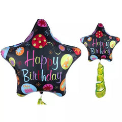 Giant Happy Birthday Star Balloon with Fringe Tail 31in - Balloons Bouquets and More