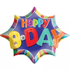 Happy Birthday Balloon 35in 3D Starburst - Balloons Bouquets and More