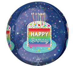 Rainbow Slice Happy Birthday Orbz Balloon 16” - Balloons Bouquets and More