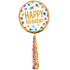 Airwalker Pom Pom Happy Birthday Dots Balloon - Balloons Bouquets and More