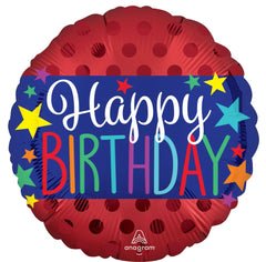 18” Satin Happy Birthday Banner Balloon - Balloons Bouquets and More