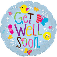 24" Get Well Birds and Butterflies Foil Balloon - Balloons Bouquets and More