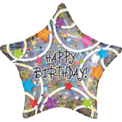Happy Birthday Star Holographic 18” - Balloons Bouquets and More