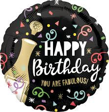 Happy Birthday You are Fabulous 18” Satin Foil Balloon - Balloons Bouquets and More