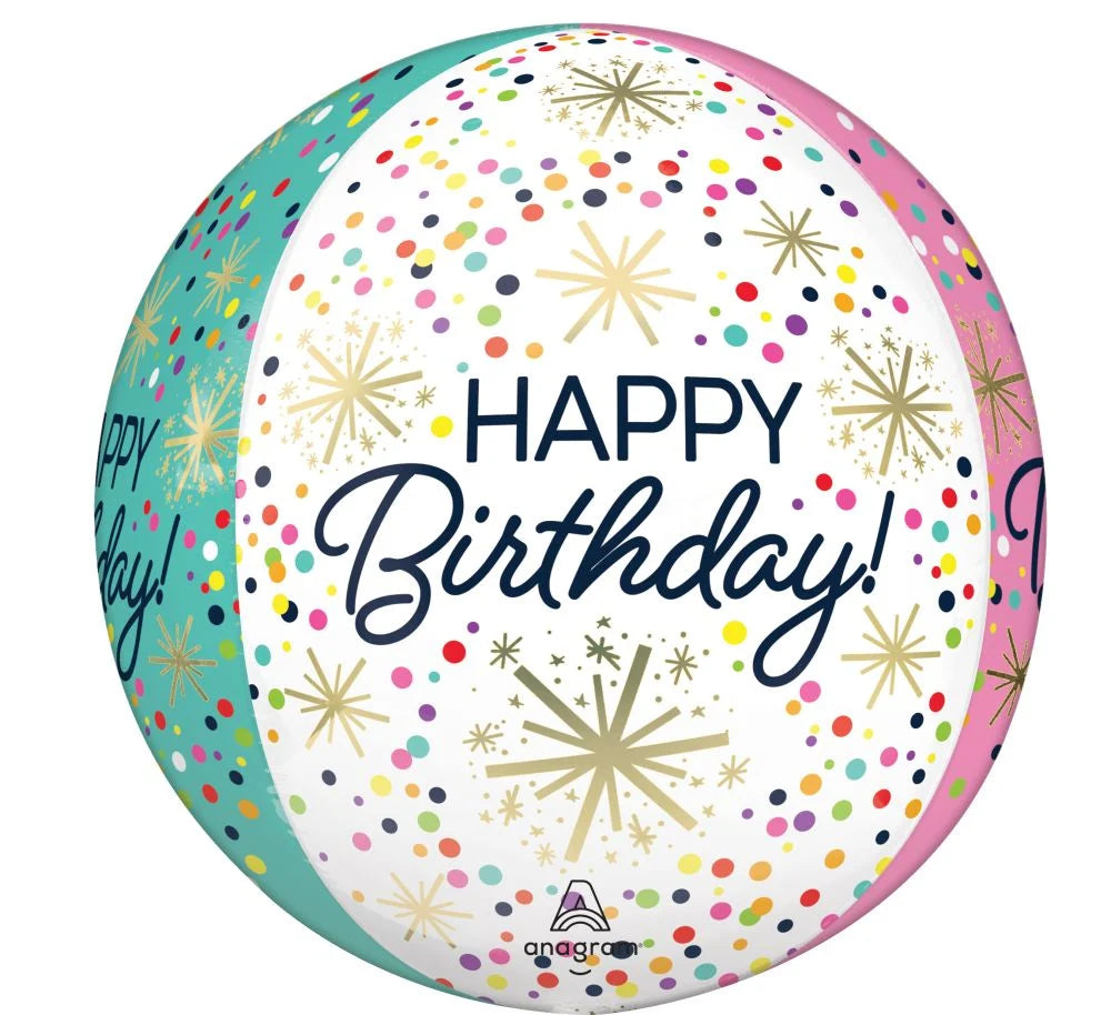 Confetti Sparkle Happy Birthday Orbz - Balloons Bouquets and More