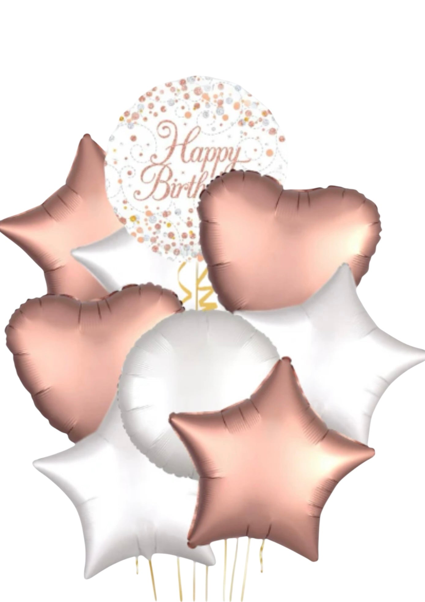 Sparkling Fizz Rose Gold Birthday 9pc Birthday Bouquet