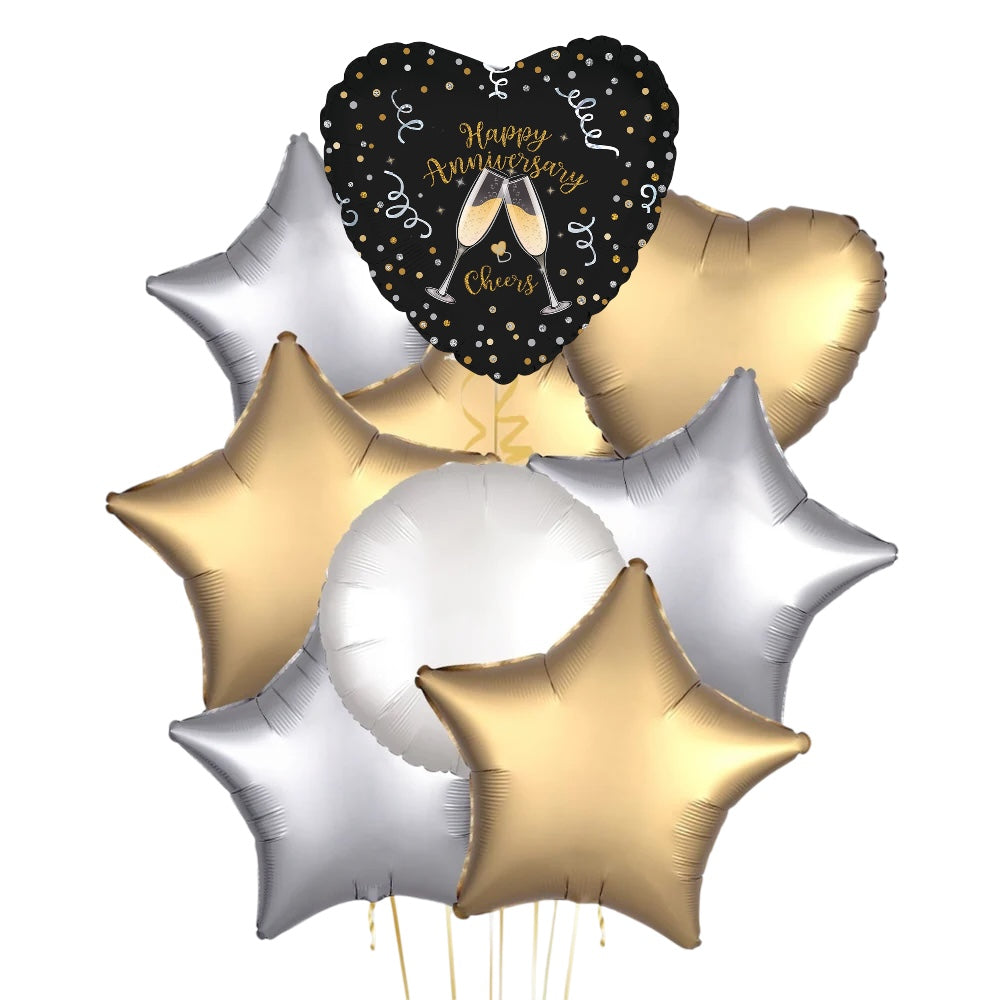 Anniversary Flutes 9pc Balloon Bouquet
