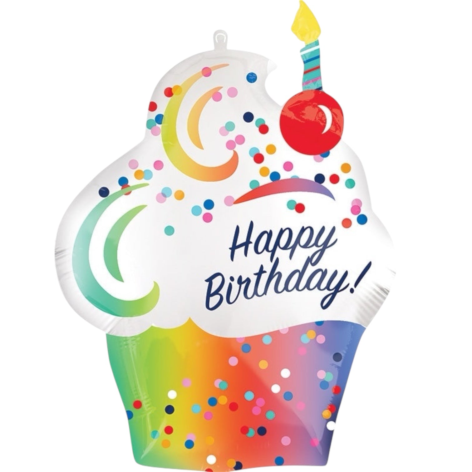 27" Happy Birthday Satin Cupcake SuperShape Foil Balloon - Balloons Bouquets and More