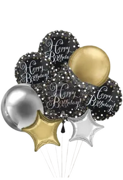 Sparkling Celebration Birthday Foil Balloon Bouquet 8pc - Balloons Bouquets and More