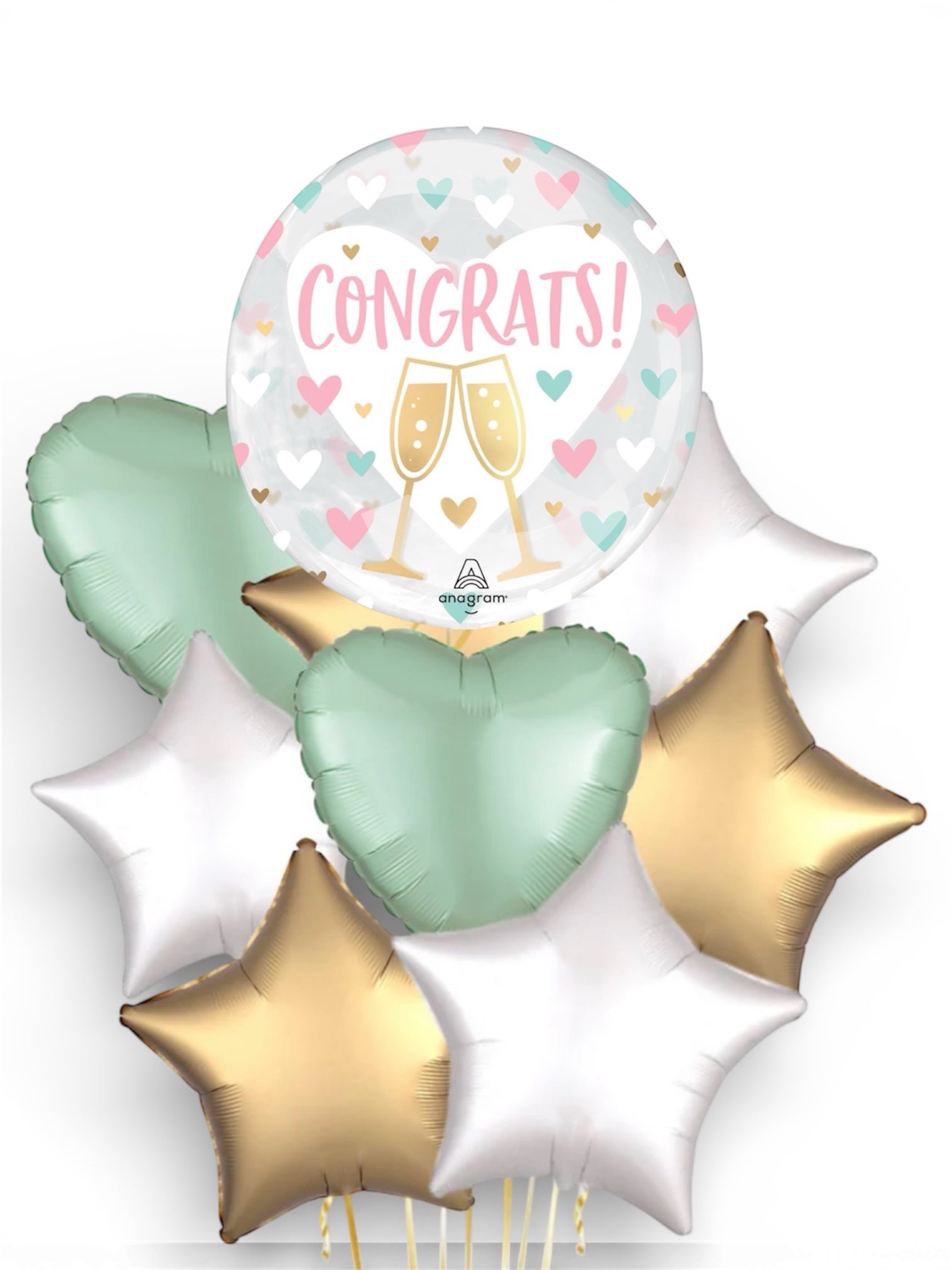 18" Clearz Congrats Hearts Balloon Bouquet