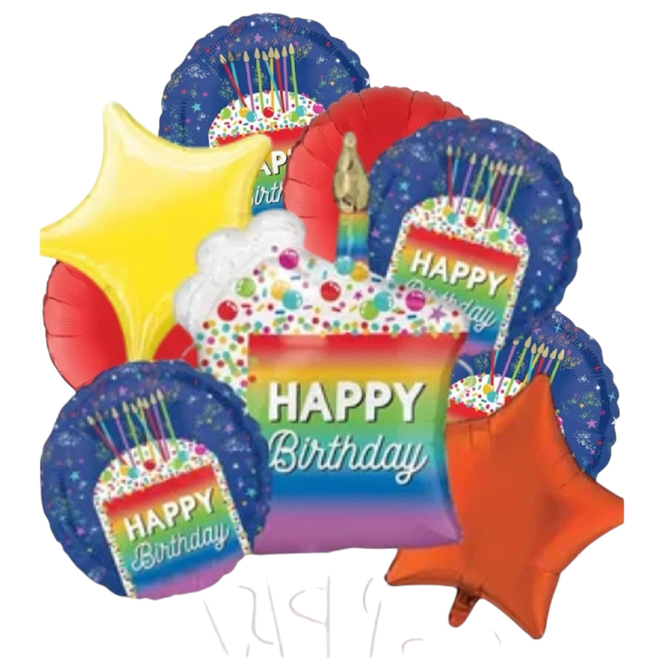 Rainbow Slice Birthday Foil Balloon Bouquet 9pc