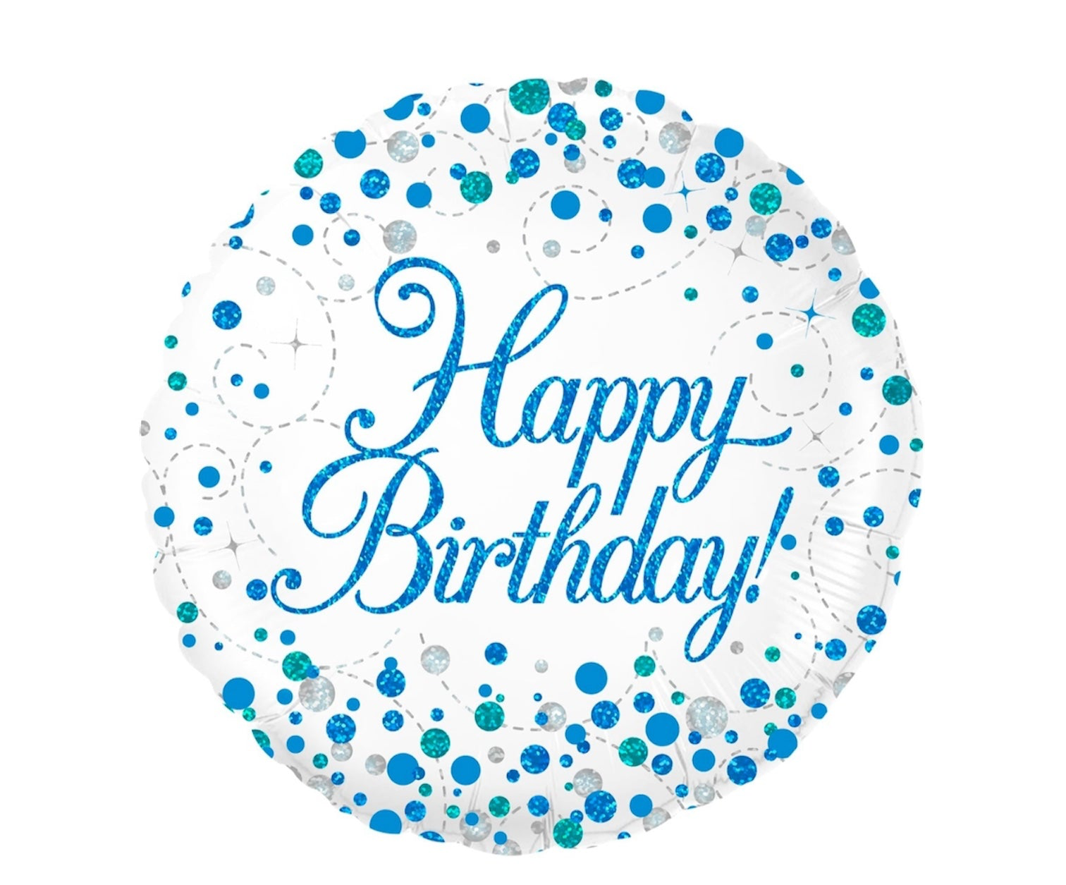18" Sparkling Fizz Birthday Blue Holographic Foil Balloon - Balloons Bouquets and More