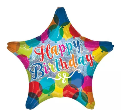 17” Rainbow Happy Birthday Star Balloon - Balloons Bouquets and More