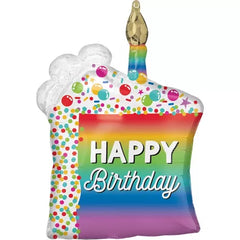 Rainbow Slice Happy Birthday Foil Balloon, 28in - Balloons Bouquets and More