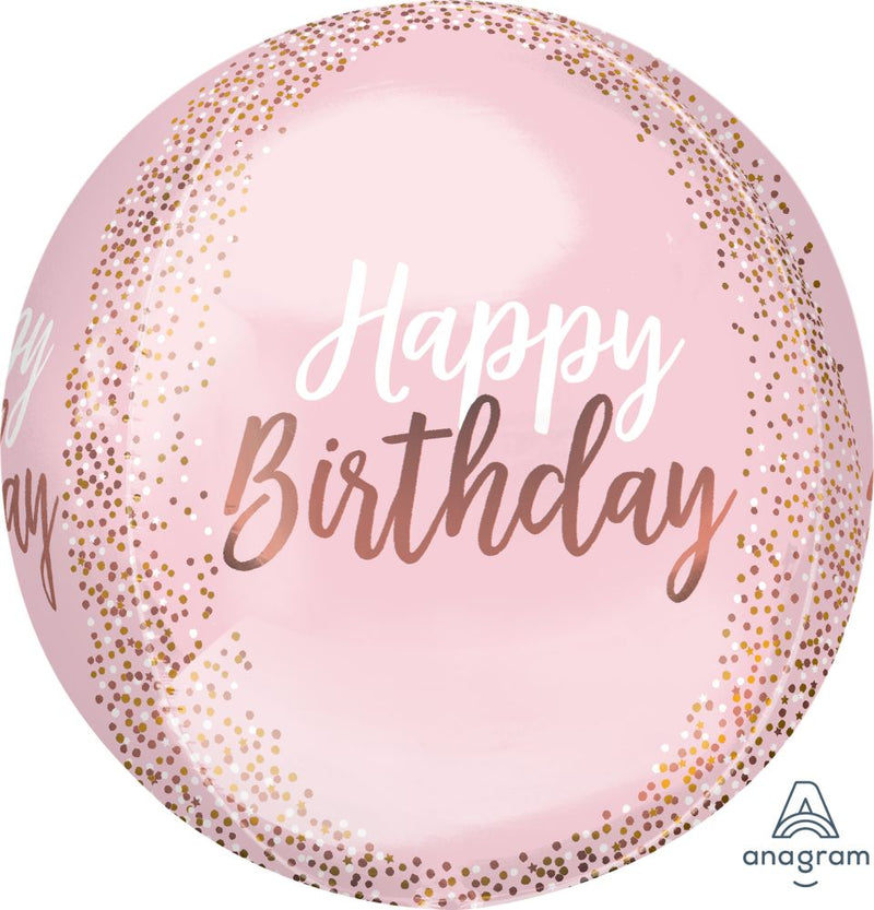 Orbz Blush Birthday Balloon - Balloons Bouquets and More