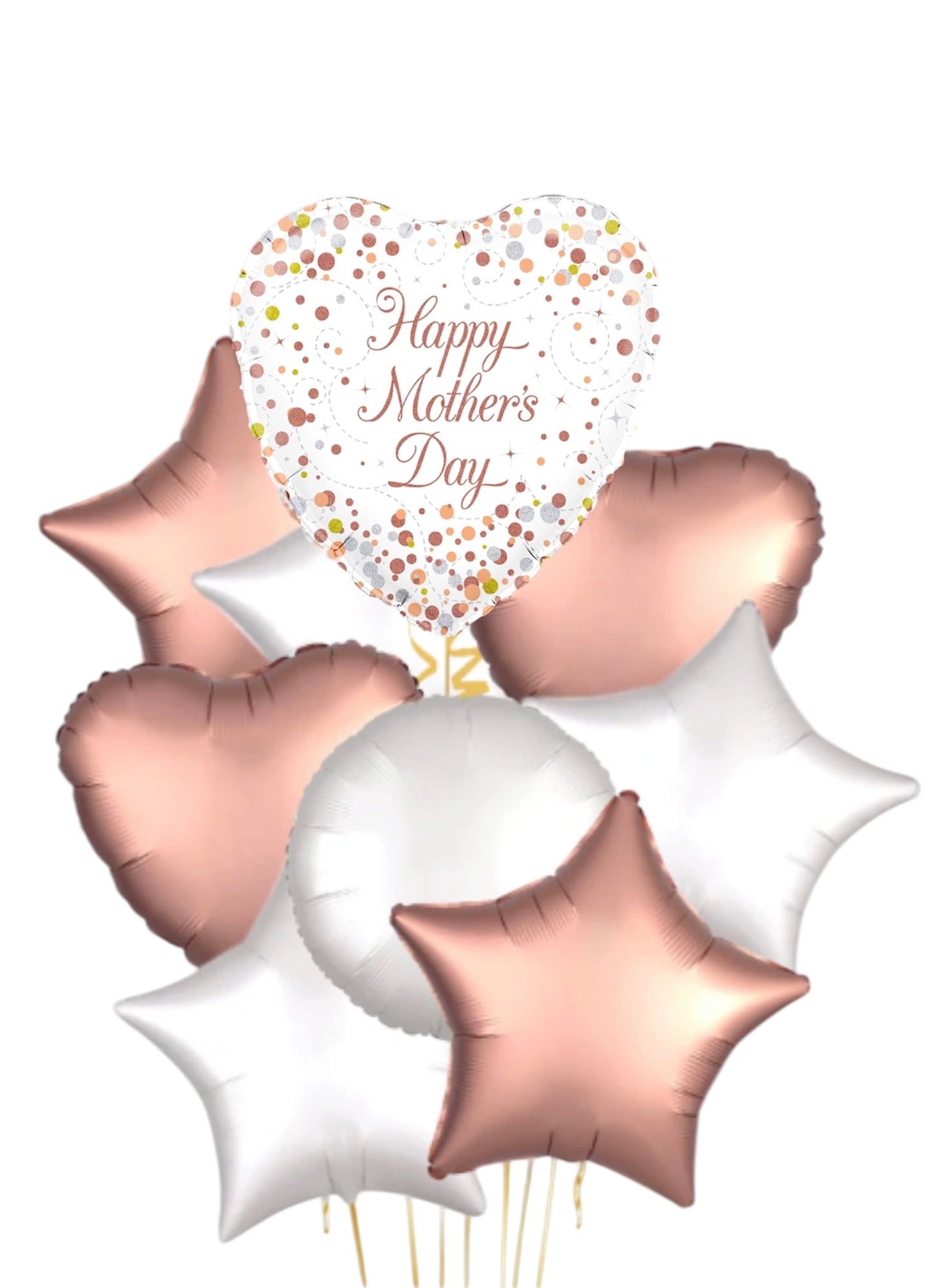 18" Sparkling Fizz Happy Mothers Day Rose Gold Holographic Foil Balloon Bouquet