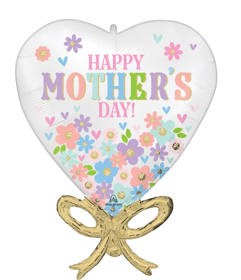 Supershape Satin Happy Mothers Day Daisy Chain Bow Balloon - Balloons Bouquets and More