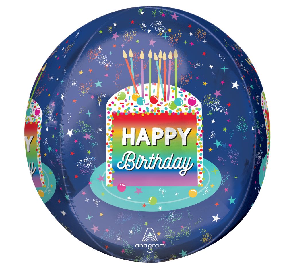 Rainbow Slice Happy Birthday Orbz Balloon 16” - Balloons Bouquets and More