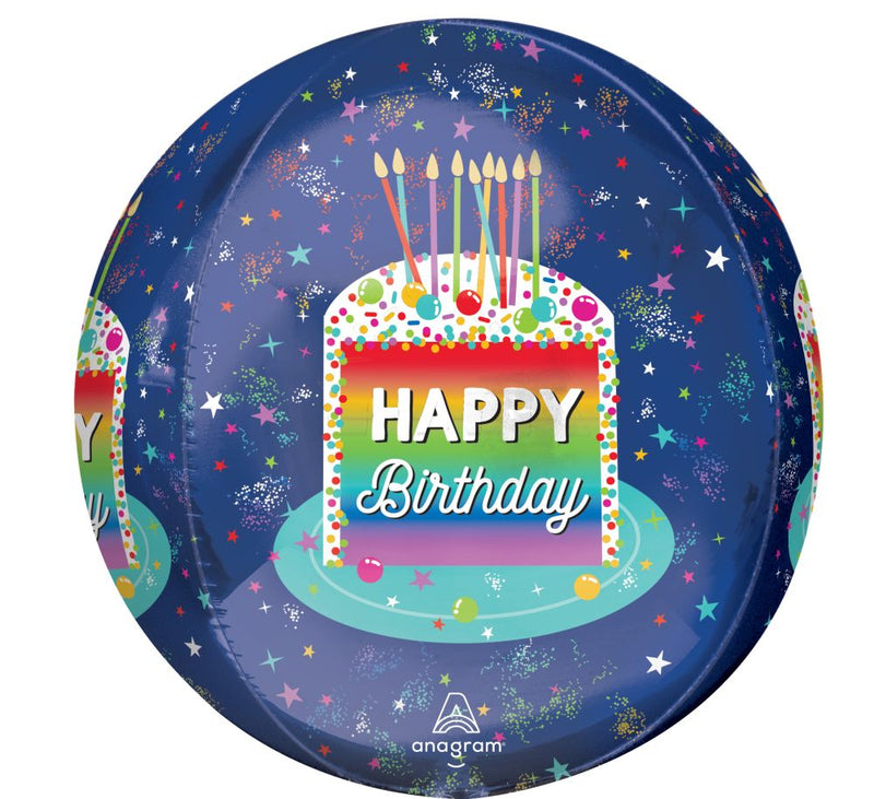 Rainbow Slice Happy Birthday Orbz Balloon 16” - Balloons Bouquets and More