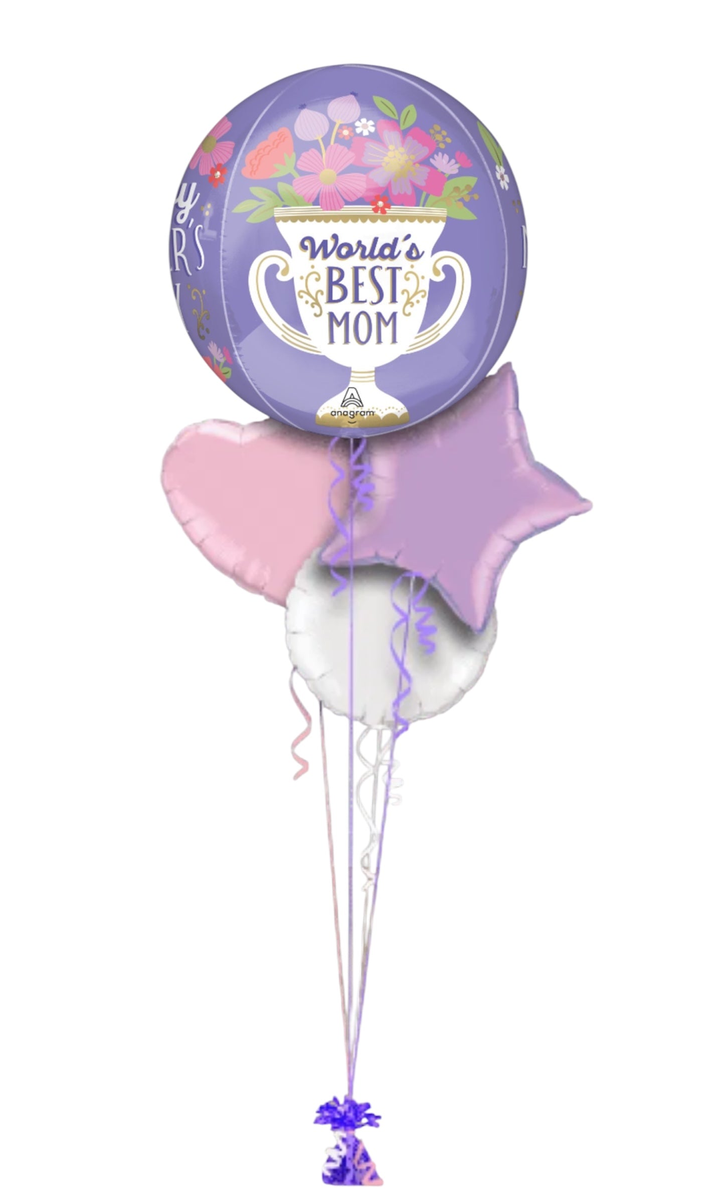 Orbz Happy Mothers Day World's Best Mom Balloon 4pc Balloon Bouquet