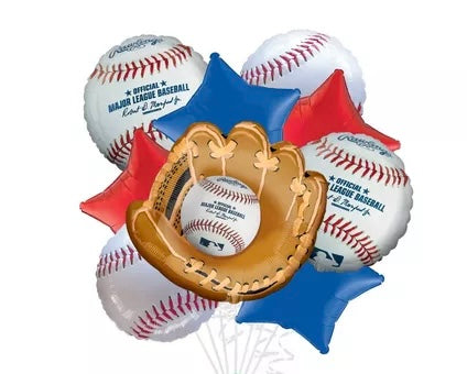 Baseball Foil Balloon Bouquet 9pc - Balloons Bouquets and More
