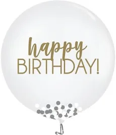 Happy Birthday 24” Confetti Latex Balloons - Balloons Bouquets and More
