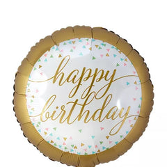 Gold Confetti Happy Birthday Balloon - Balloons Bouquets and More