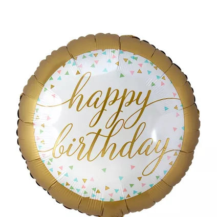 Gold Confetti Happy Birthday Balloon - Balloons Bouquets and More
