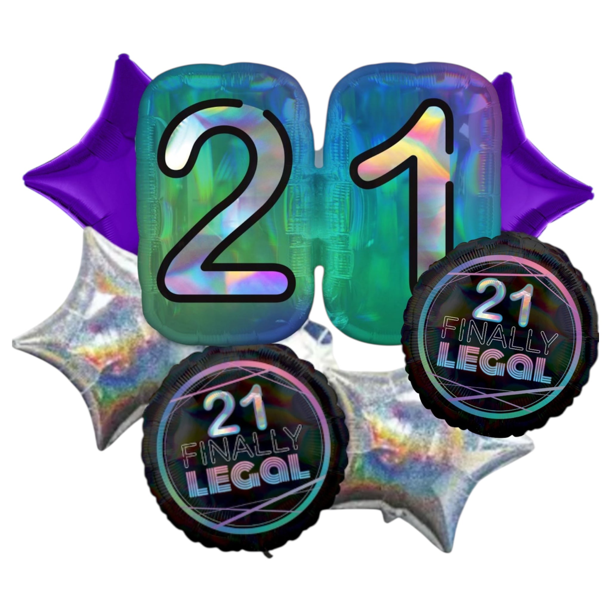 "Finally 21" Milestone Birthday Foil Balloon Bouquet