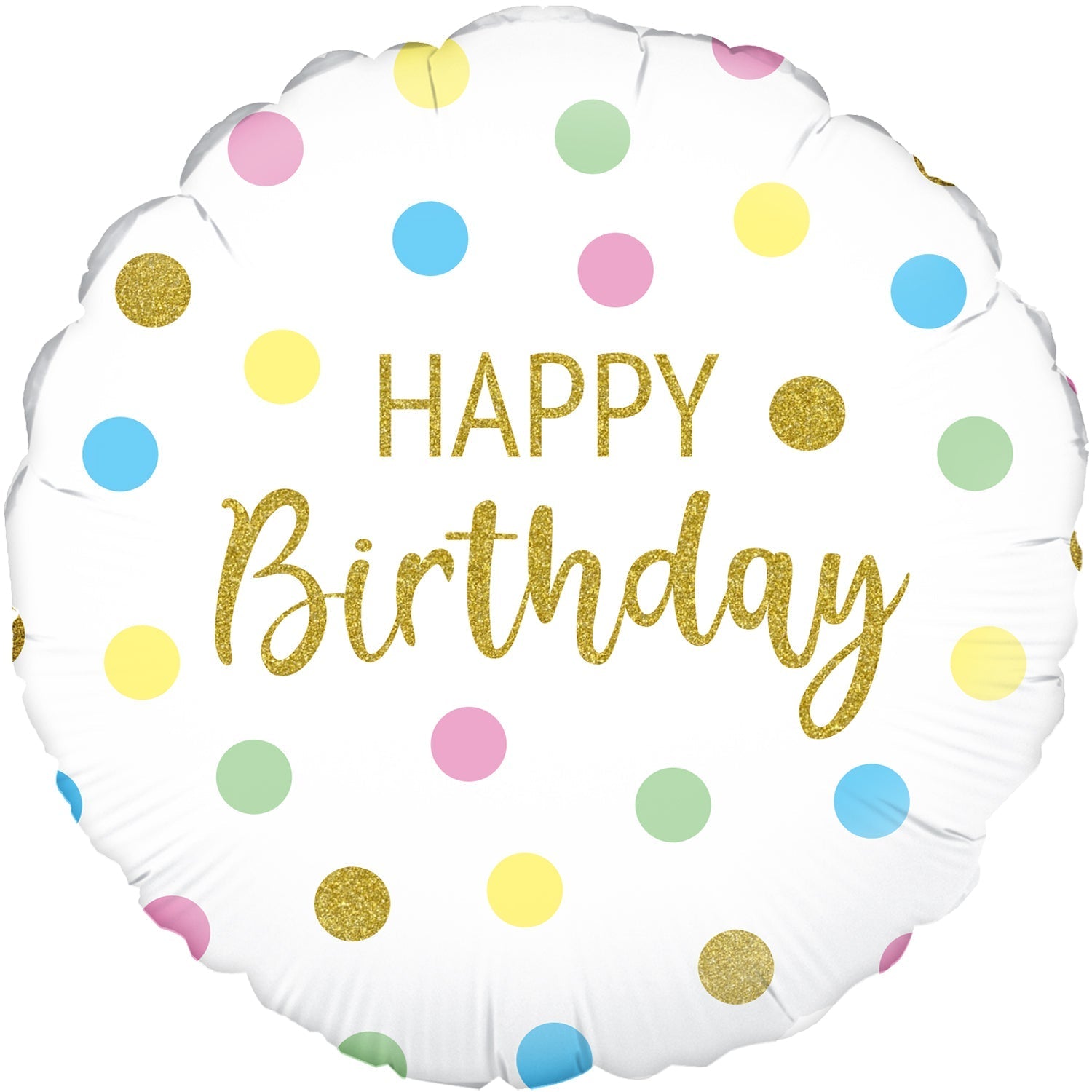 18" Pastel Dots Happy Birthday Holographic Foil Balloon - Balloons Bouquets and More