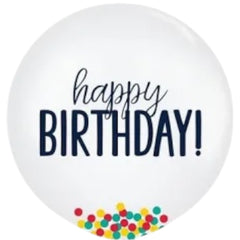 Happy Birthday 24” Confetti Latex Balloons - Balloons Bouquets and More
