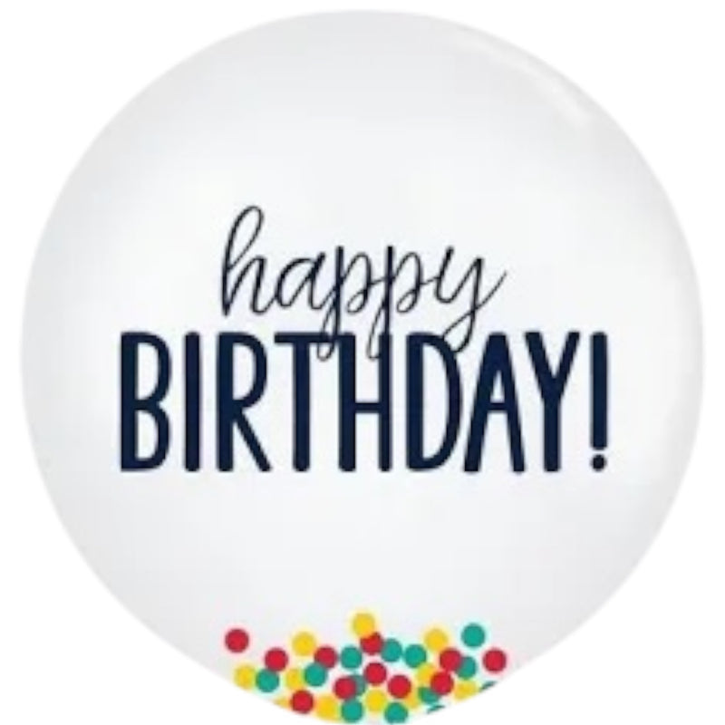 Happy Birthday 24” Confetti Latex Balloons - Balloons Bouquets and More