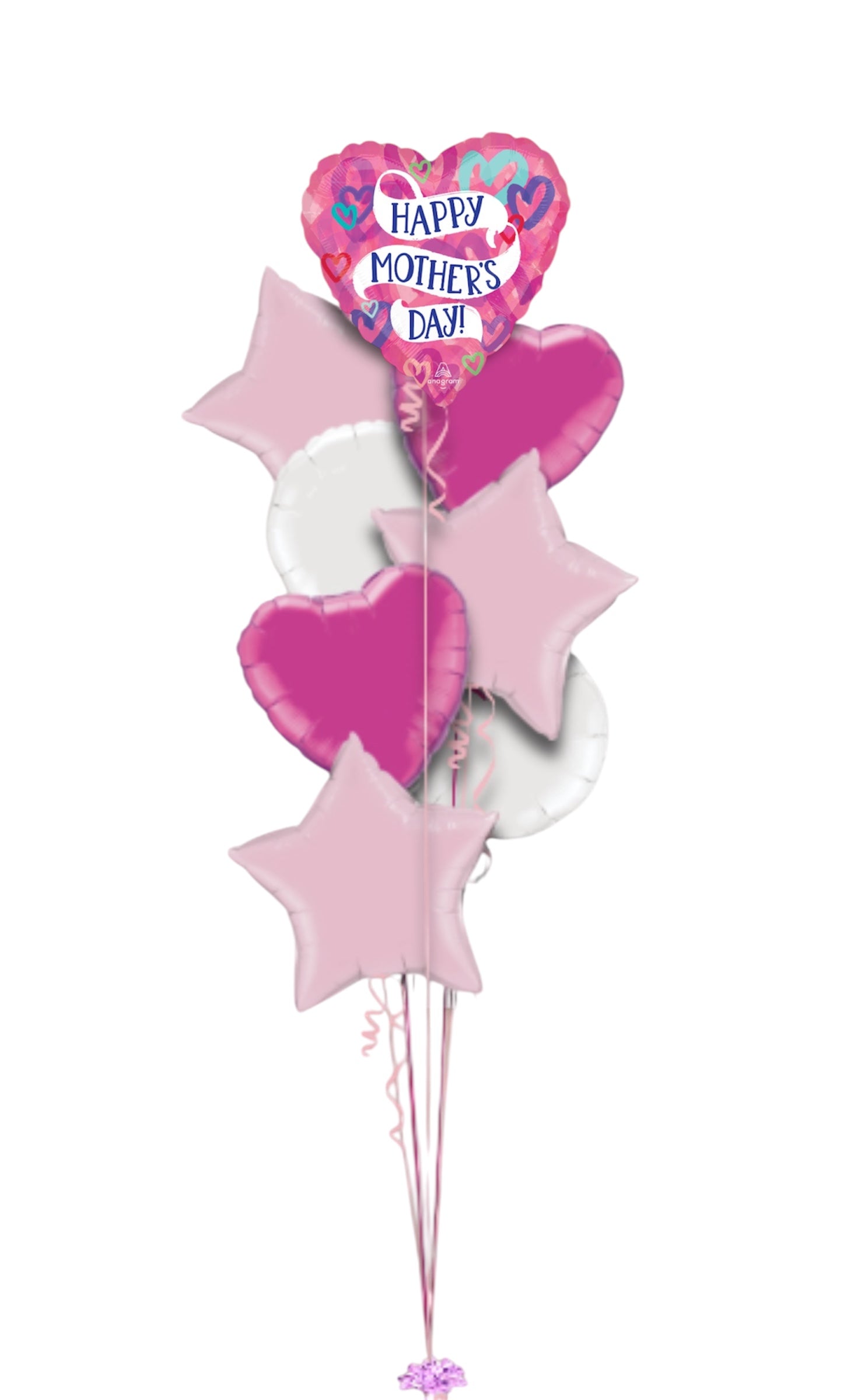 Happy Mother’s Day Layered Hearts 8pc Balloon Bouquet