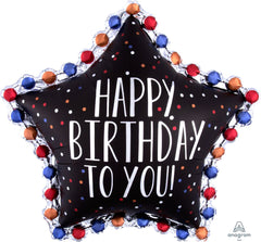 32” Happy Birthday To You Satin Star Balloon - Balloons Bouquets and More