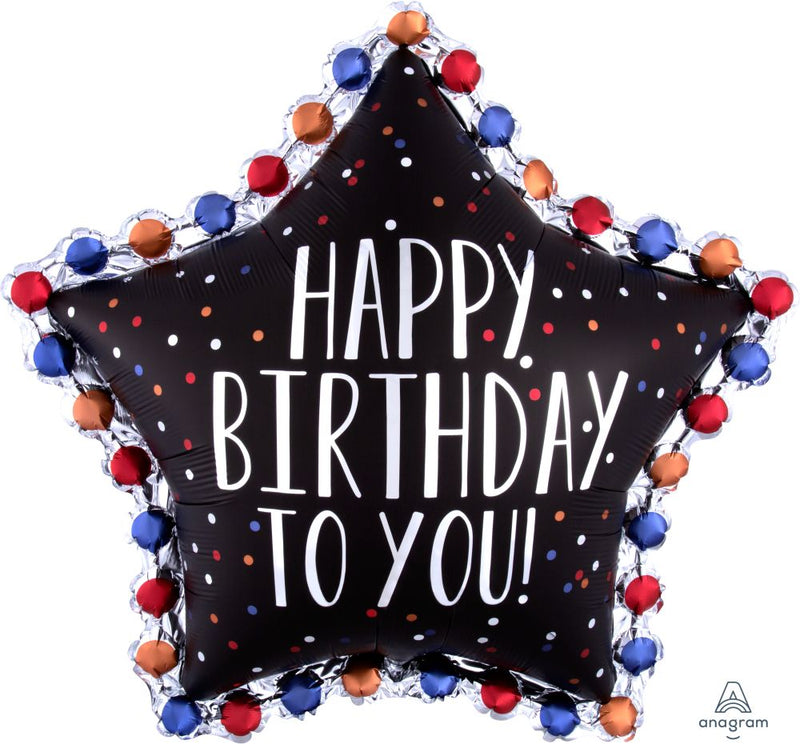 32” Happy Birthday To You Satin Star Balloon - Balloons Bouquets and More