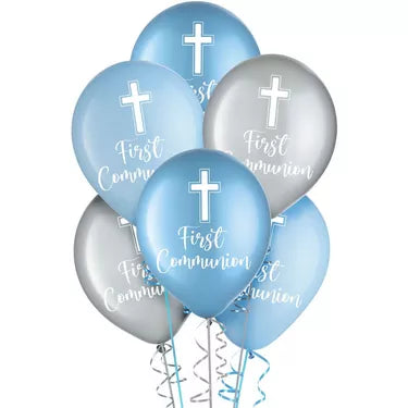 Communion Blue 15ct 12” Latex Balloons - Helium Filled - Balloons Bouquets and More