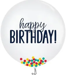 Happy Birthday 24” Confetti Latex Balloons - Balloons Bouquets and More